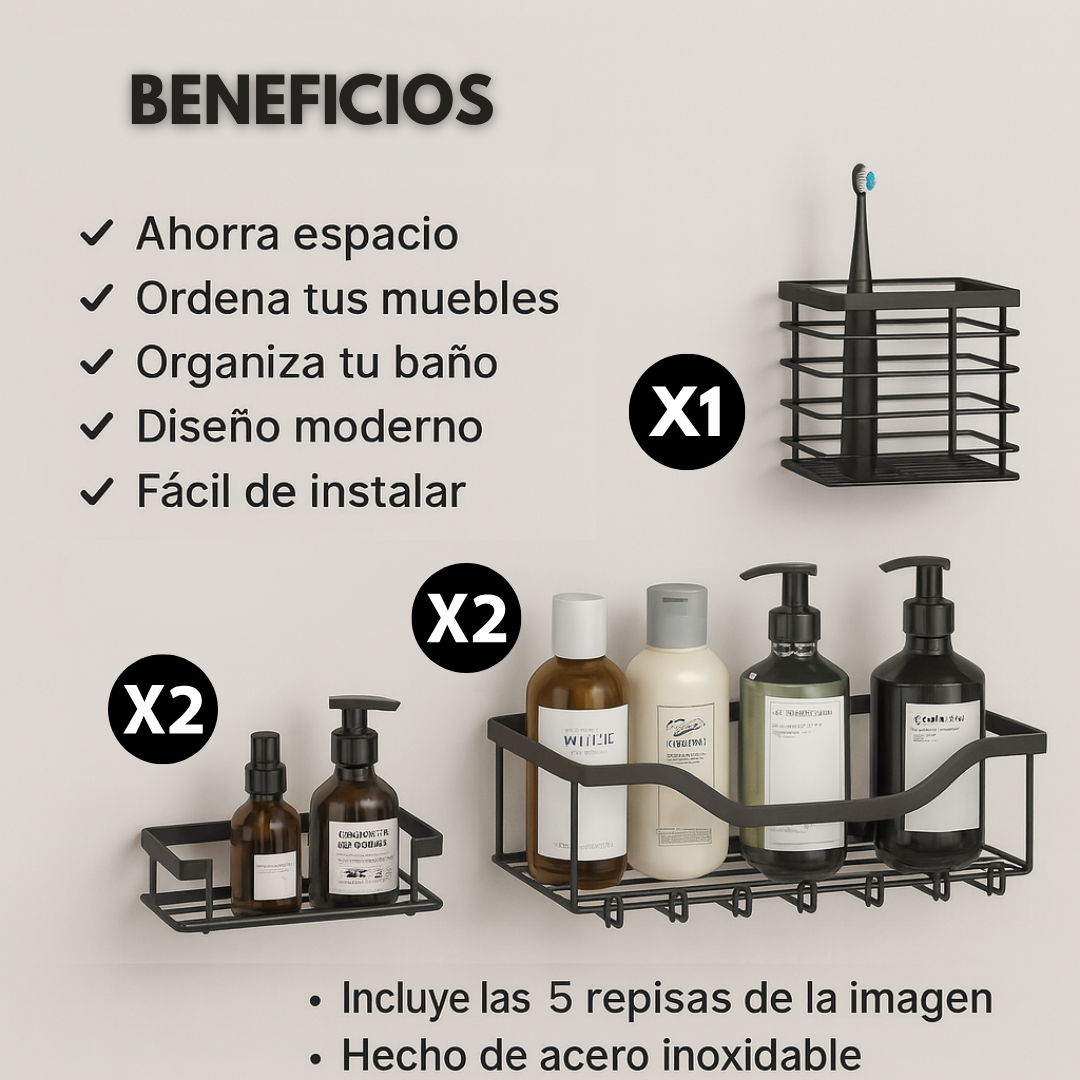 Set 5 Racks para baño