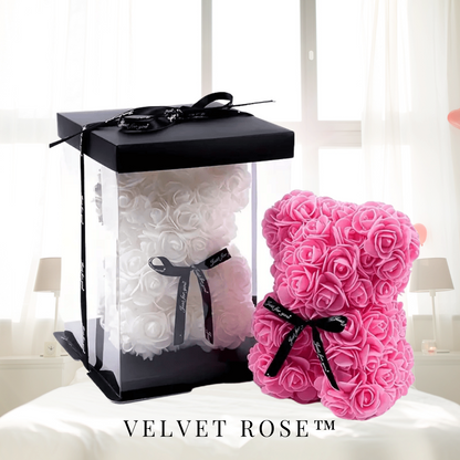 Velvet Rose™ - Oso de Rosas Eternas  LED en Caja