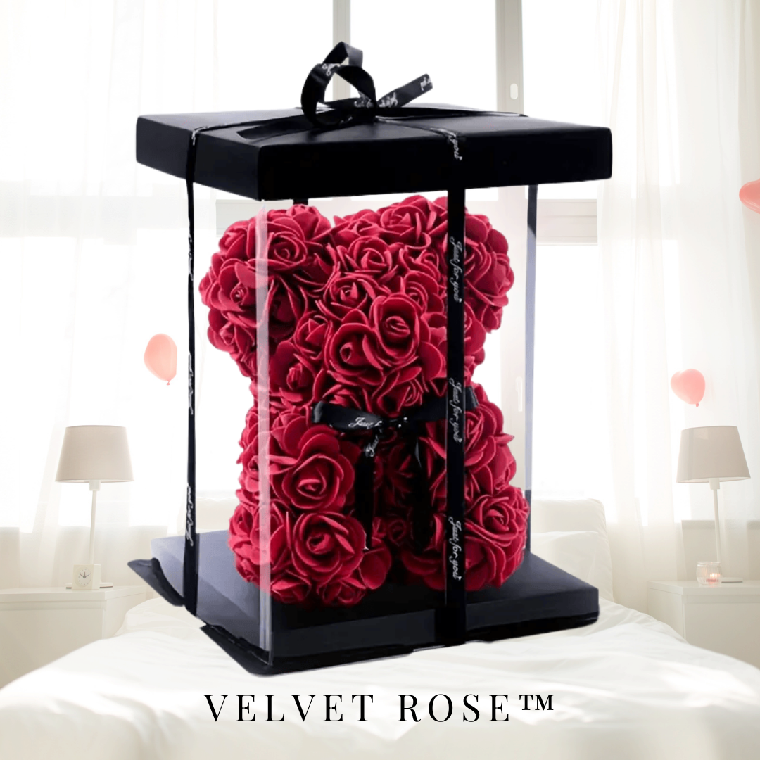 Velvet Rose™ - Oso de Rosas Eternas  LED en Caja