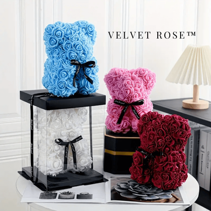 Velvet Rose™ - Oso de Rosas Eternas  LED en Caja