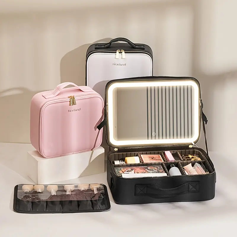 BeautyOne™ - Cosmetiquero Portátil con Espejo LED