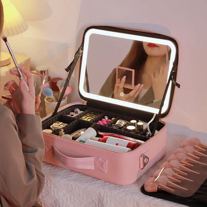 BeautyOne™ - Cosmetiquero Portátil con Espejo LED